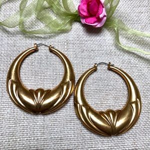 Hoop Earrings gold tone door knocker